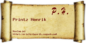 Printz Henrik névjegykártya